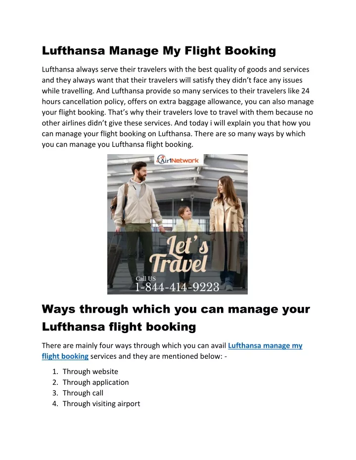 lufthansa manage my flight booking