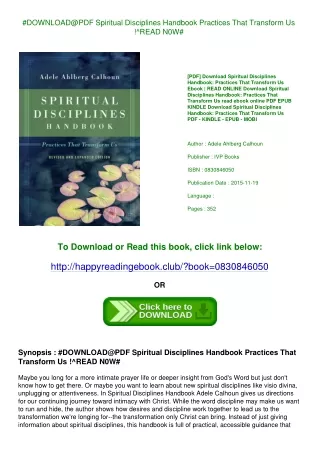 #DOWNLOAD@PDF Spiritual Disciplines Handbook Practices That Transform Us !^READ N0W#