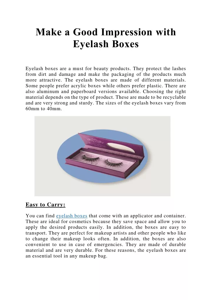 make a good impression with eyelash boxes eyelash