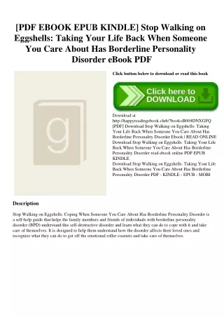 [PDF EBOOK EPUB KINDLE] Stop Walking on Eggshells Taking Your Life Back When Someone You Care About Has Borderline Perso