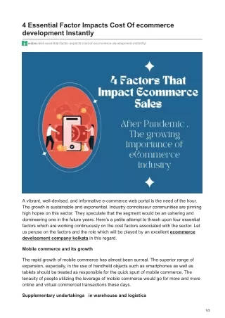4 Essential Factor Impacts Cost Of ecommerce development Instantly