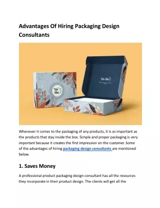 advantages of hiring packaging design consultants