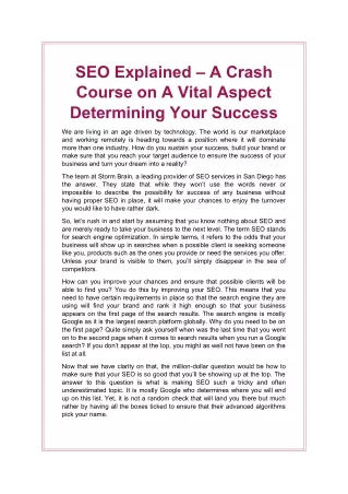 seo explained a crash course on a vital aspect