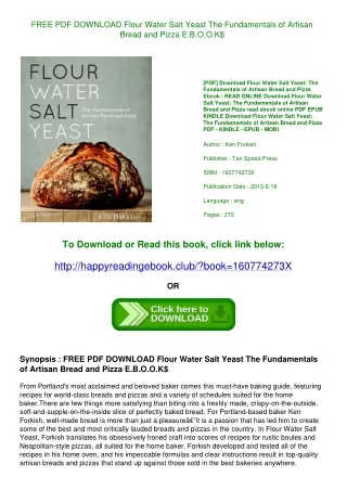FREE PDF DOWNLOAD Flour Water Salt Yeast The Fundamentals of Artisan Bread and Pizza E.B.O.O.K$