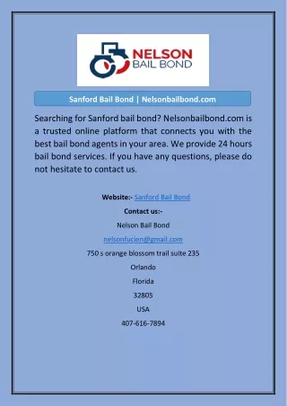 Sanford Bail Bond Nelsonbailbond.com