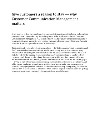 give customers a reason to stay why customer