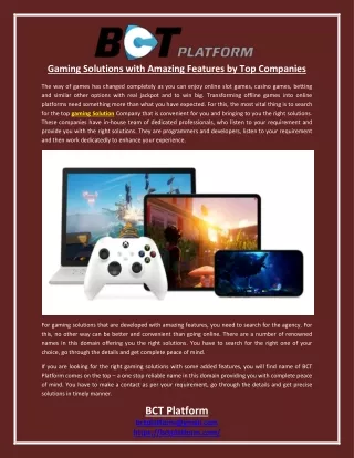Gaming Solutions with Amazing Features by Top Companies
