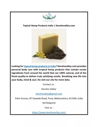 Topical Hemp Products India  Kenshovalley.com