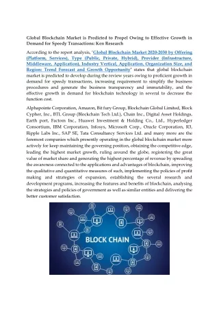 global blockchain market is predicted to propel