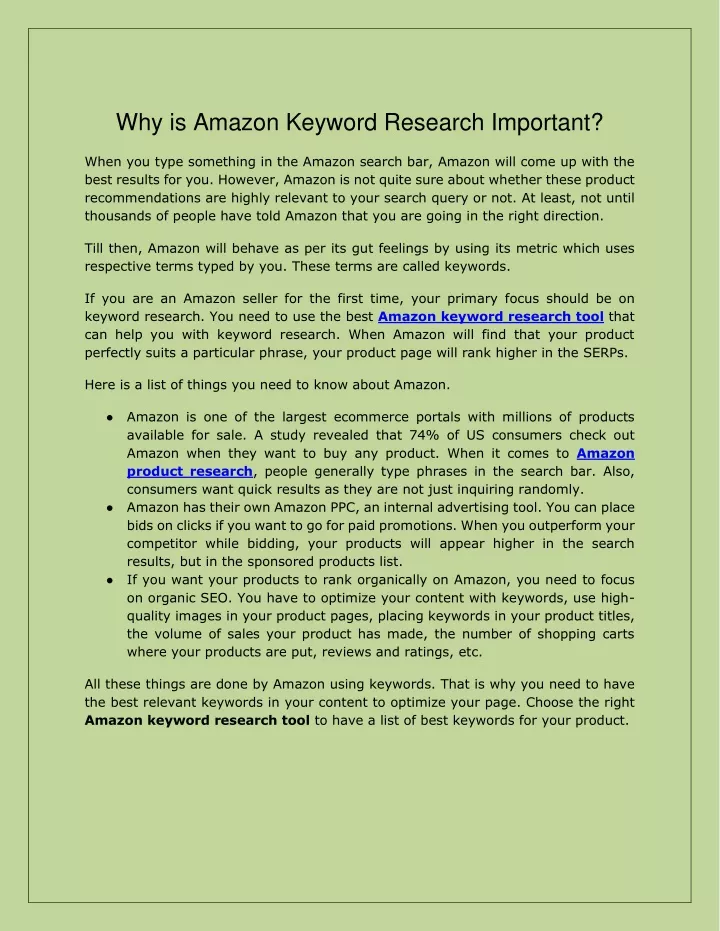 why is amazon keyword research important