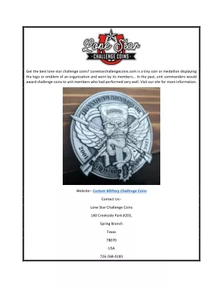 Custom Military Challenge Coins  Lonestarchallengecoins.com