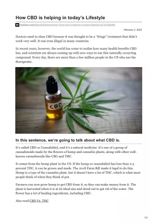 How CBD is helping in todays Lifestyle