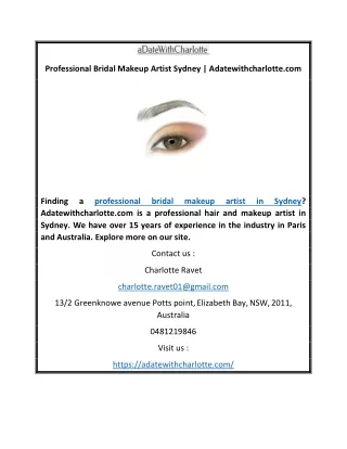Professional Bridal Makeup Artist Sydney | Adatewithcharlotte.com