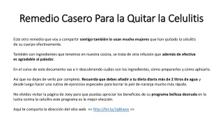 Remedio Natural Para la Borrar Celulitis