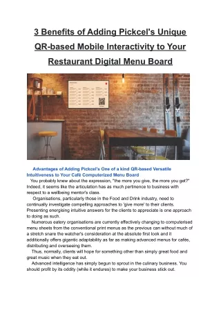 3 Benefits of Adding Pickcel's Unique QR-based Mobile Interactivity to Your Restaurant Digital Menu Board