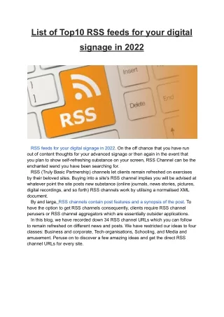 List of Top10 RSS feeds for your digital signage in 2022