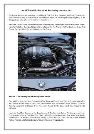 avoid these mistakes when purchasing spare
