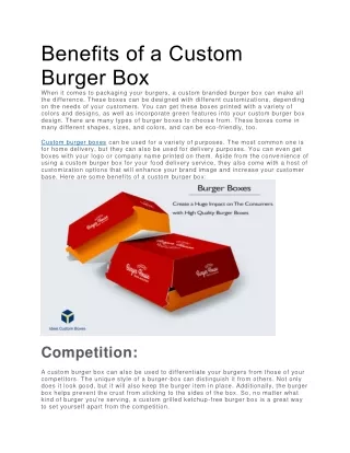 benefits of a custom burger box when it comes