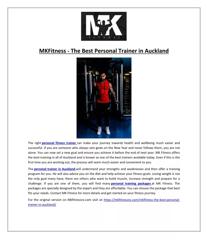 mkfitness the best personal trainer in auckland