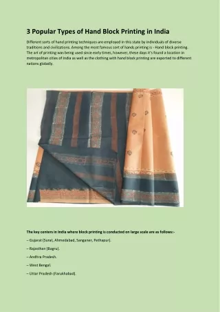3 popular types of hand block printing in india