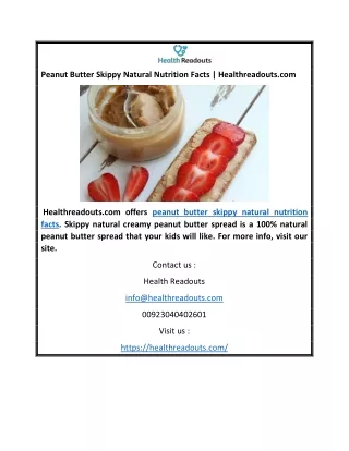 Peanut Butter Skippy Natural Nutrition Facts | Healthreadouts.com