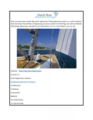 Polish Flag Yacht Registration  Boatregistration.expert