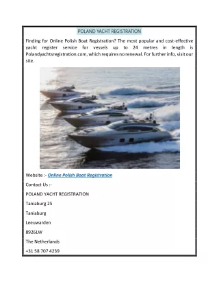 Online Polish Boat Registration  Polandyachtsregistration.com