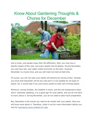 know about gardening thoughts chores for december