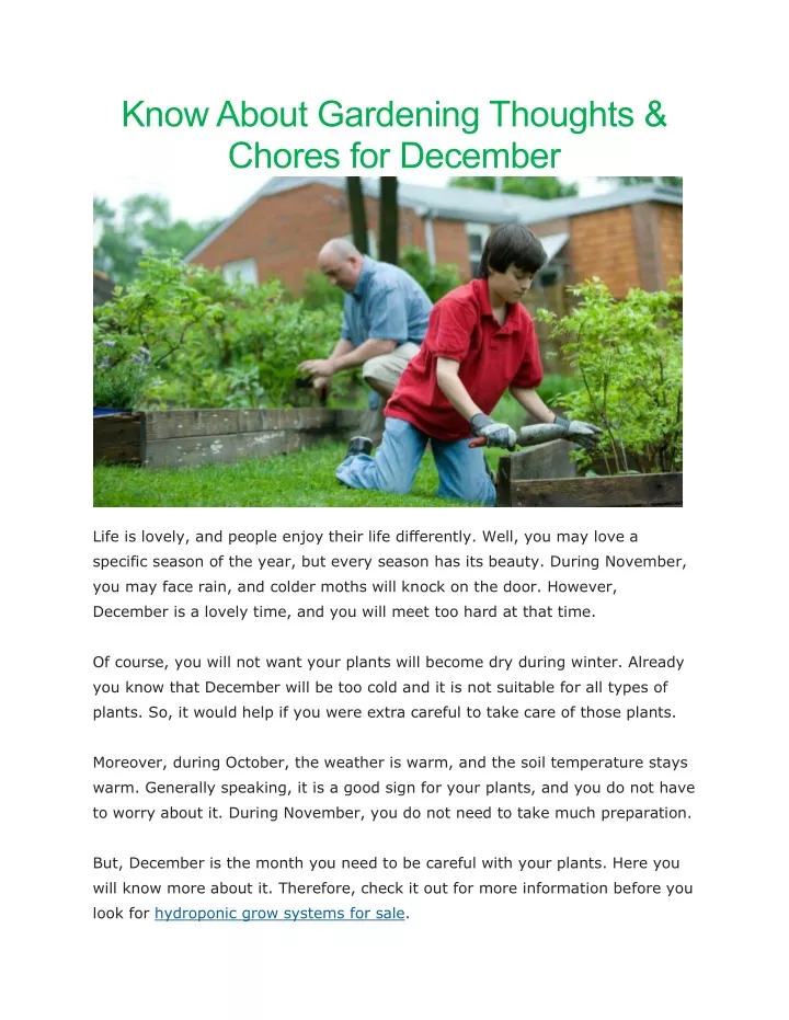 know about gardening thoughts chores for december