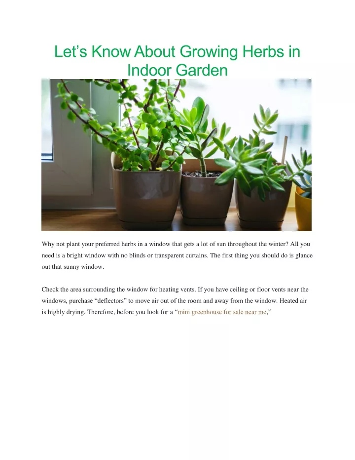 let s know about growing herbs in indoor garden