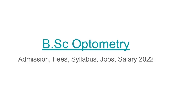 b sc optometry