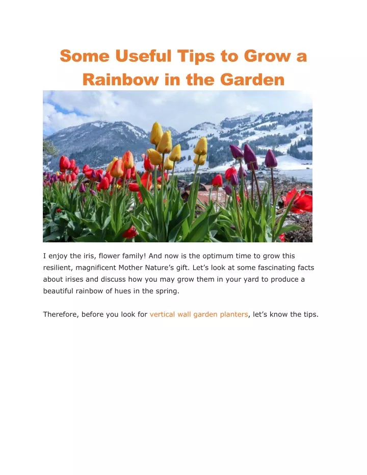 some useful tips to grow a rainbow in the garden
