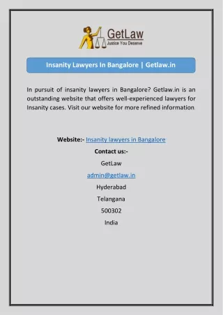 insanity lawyers in bangalore getlaw in