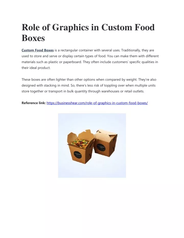 role of graphics in custom food boxes