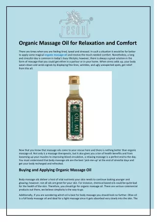 Organic Massage Oil for Relaxation and Comfort