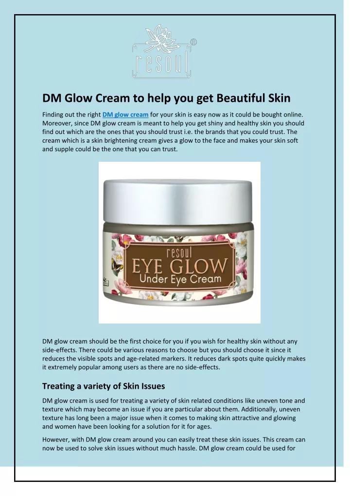 dm glow cream to help you get beautiful skin