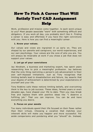 how how to satisfy you satisfy you cad assignment