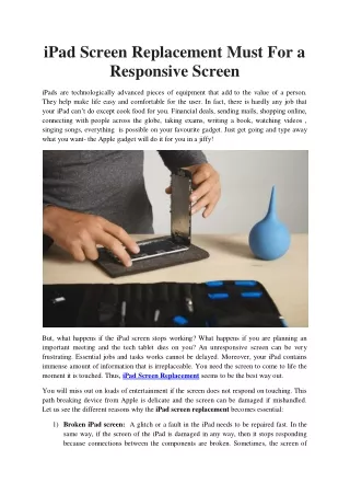 ipad screen replacement must for a responsive
