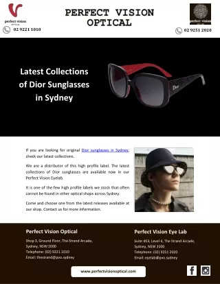 Latest Collections of Dior Sunglasses in Sydney