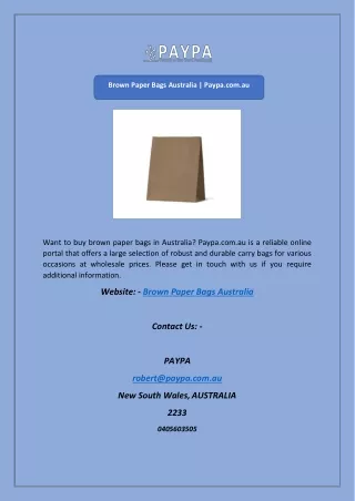 Brown Paper Bags Australia | Paypa.com.au