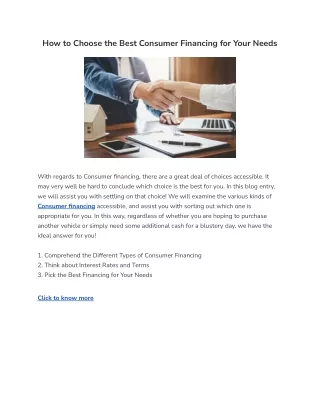 how to choose the best consumer financing