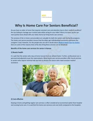 Seniors With Disabilities Care- Ago In-Home Services