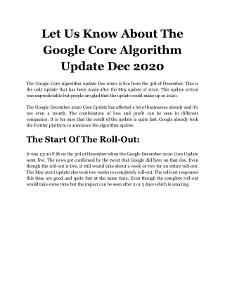 let us know about the google core algorithm