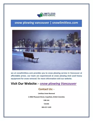 snow plowing vancouver snowlimitless com