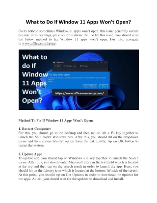 what to do if window 11 apps won t open