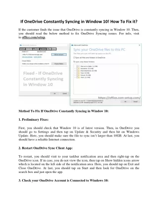 if onedrive constantly syncing in window