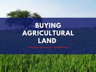 Buying Agricultural Land - Important Preliminary Considerations