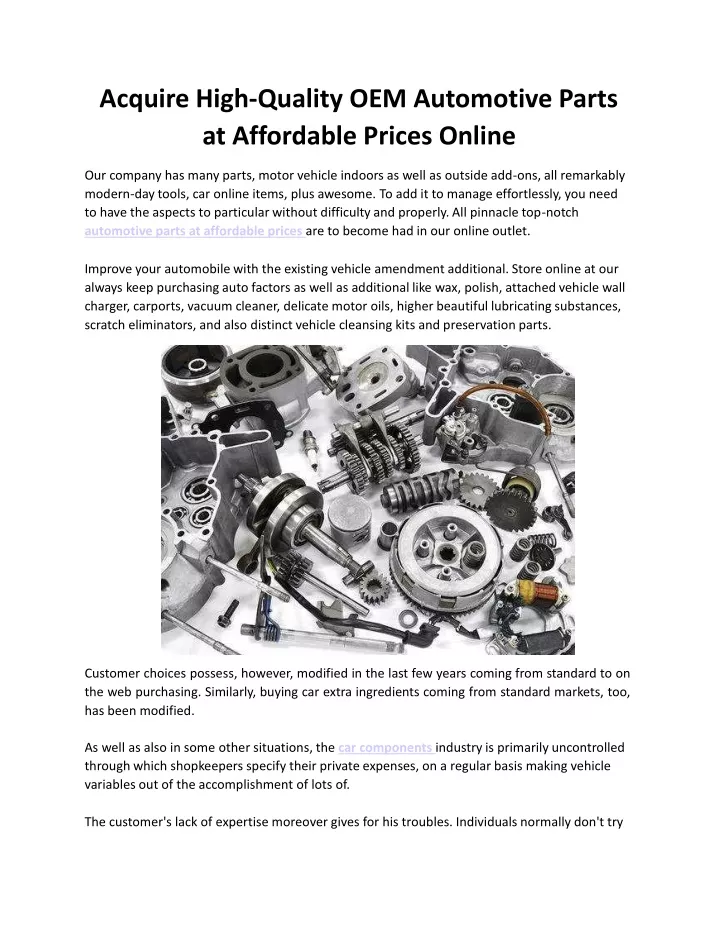 acquire high quality oem automotive parts at affordable prices online
