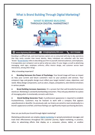 what is brand building through digital marketing