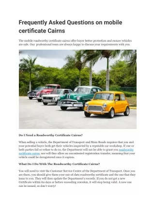 frequently asked questions on mobile certificate